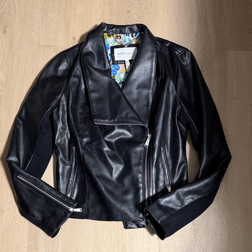 BCBGMAXAZRIA Black Vegan Leather Jacket